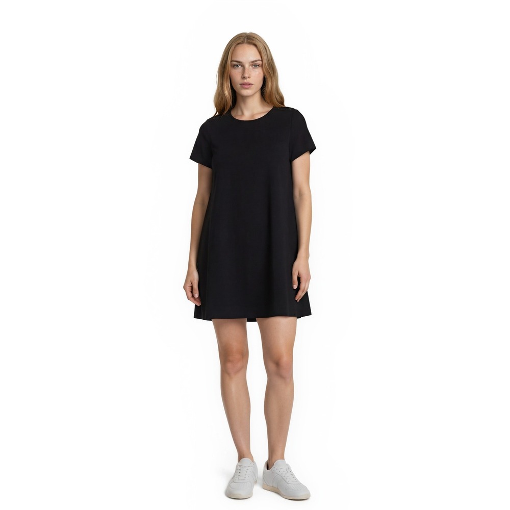 Paul and Joe Mini Dress Women's Size 40 Black A Line Short Sleeve Grommet